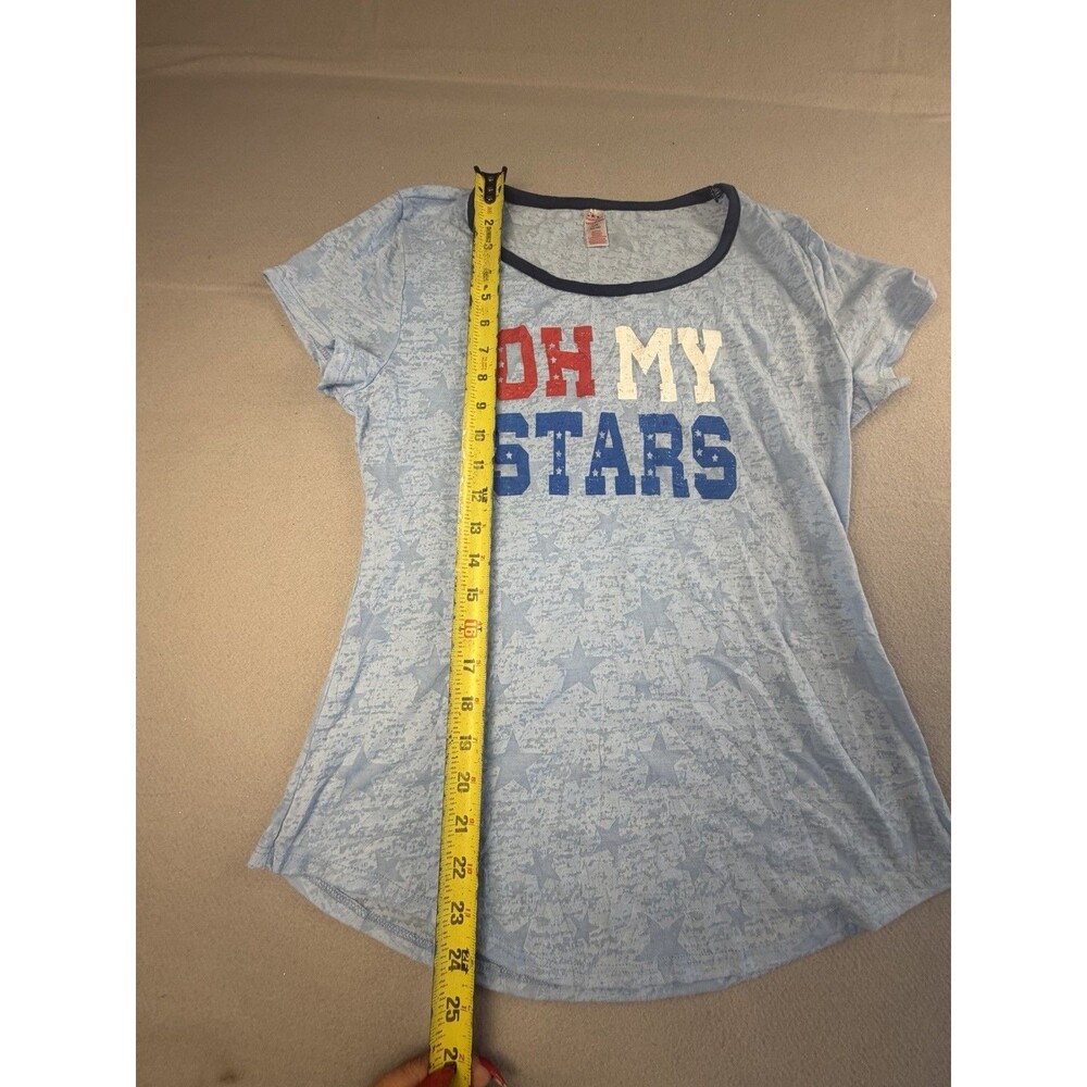 Celebrate! Patriotic Girls OH MY STARS Graphic T-Shirt Blue L/G (11-13)